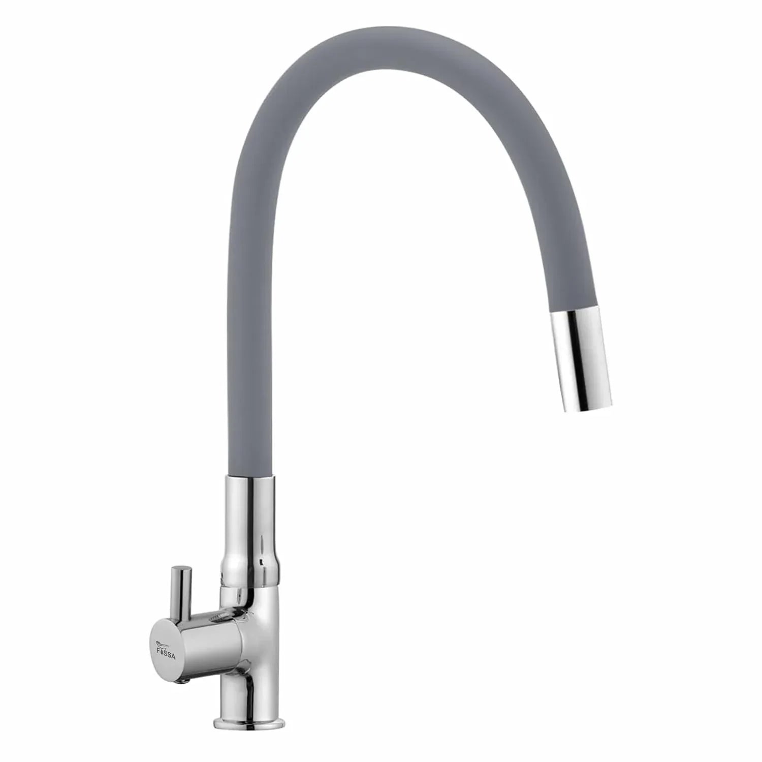 20-Inch Swan Neck Kitchen Faucet with 360° Rotatable Flexible Spout, Chrome Finish (Grey Silicone)-0