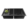 304 Handmade (32x18x10) Inch Double Bowl  Black Stainless Steel Kitchen Sink-0