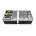 304 Handmade (45x 20x 10 ) Inch  Double Bowl Silver Stainless Steel Kitchen Sink-0