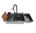 Premium black  Stainless Steel Smart Waterfall Kitchen Sink (37"x18"x09")-0