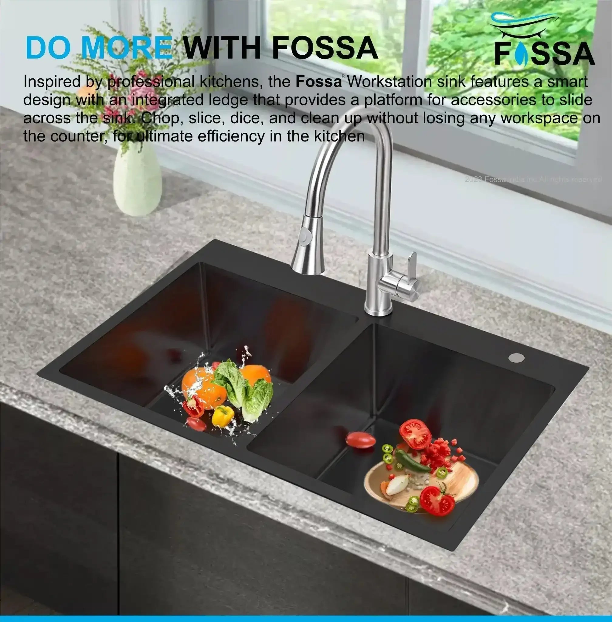 Premium Handmade (37"x18"x10) Inch Stainless Steel Double Bowl Black Kitchen Sink With Tap Hole-3