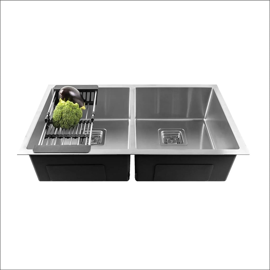 304 Handmade (40x 18x 10) Inch  Double Bowl  Silver Stainless Steel Kitchen Sink-0