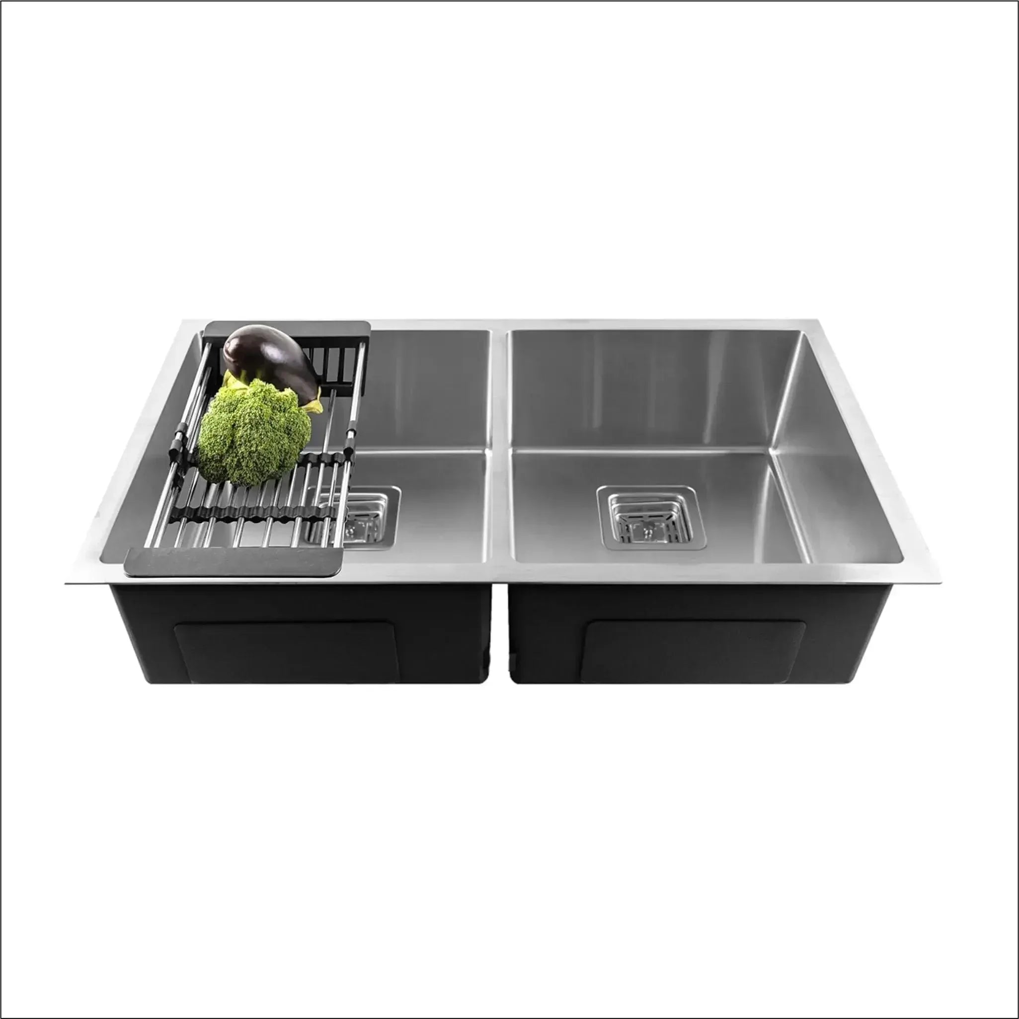 304 Handmade (40x 18x 10) Inch  Double Bowl  Silver Stainless Steel Kitchen Sink-0