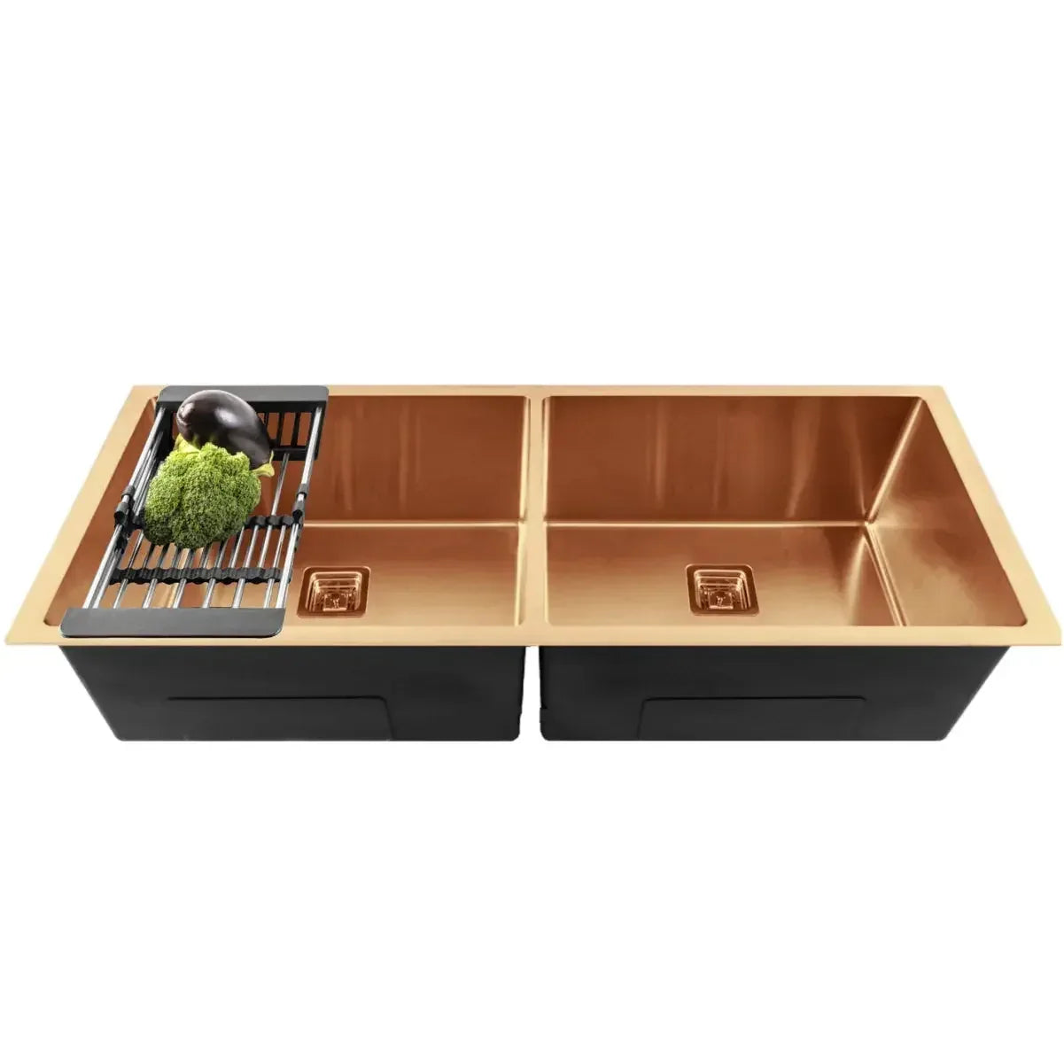 304  Handmade (45x 20x 10) Inch  Double Bowl Rose gold  Stainless Steel Kitchen Sink-0