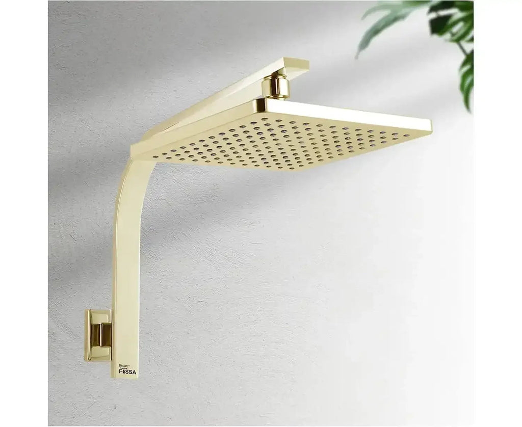 8 Inch Rainfall Square Overhead Shower Gold With Arm (18 Inch)-4