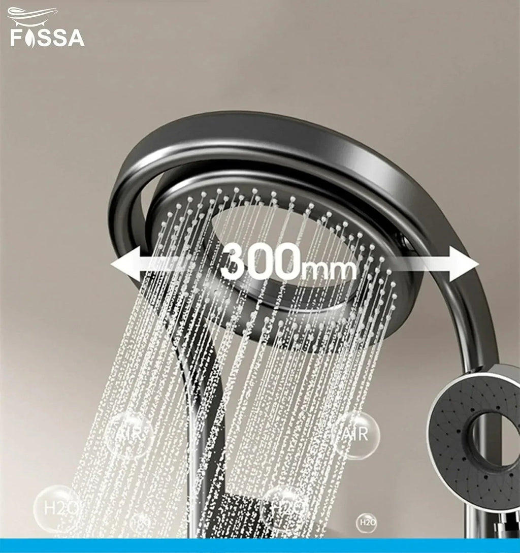 Smart Waterfall Circular 360 Degree Shower Panel Set With LED Light (Black)-4