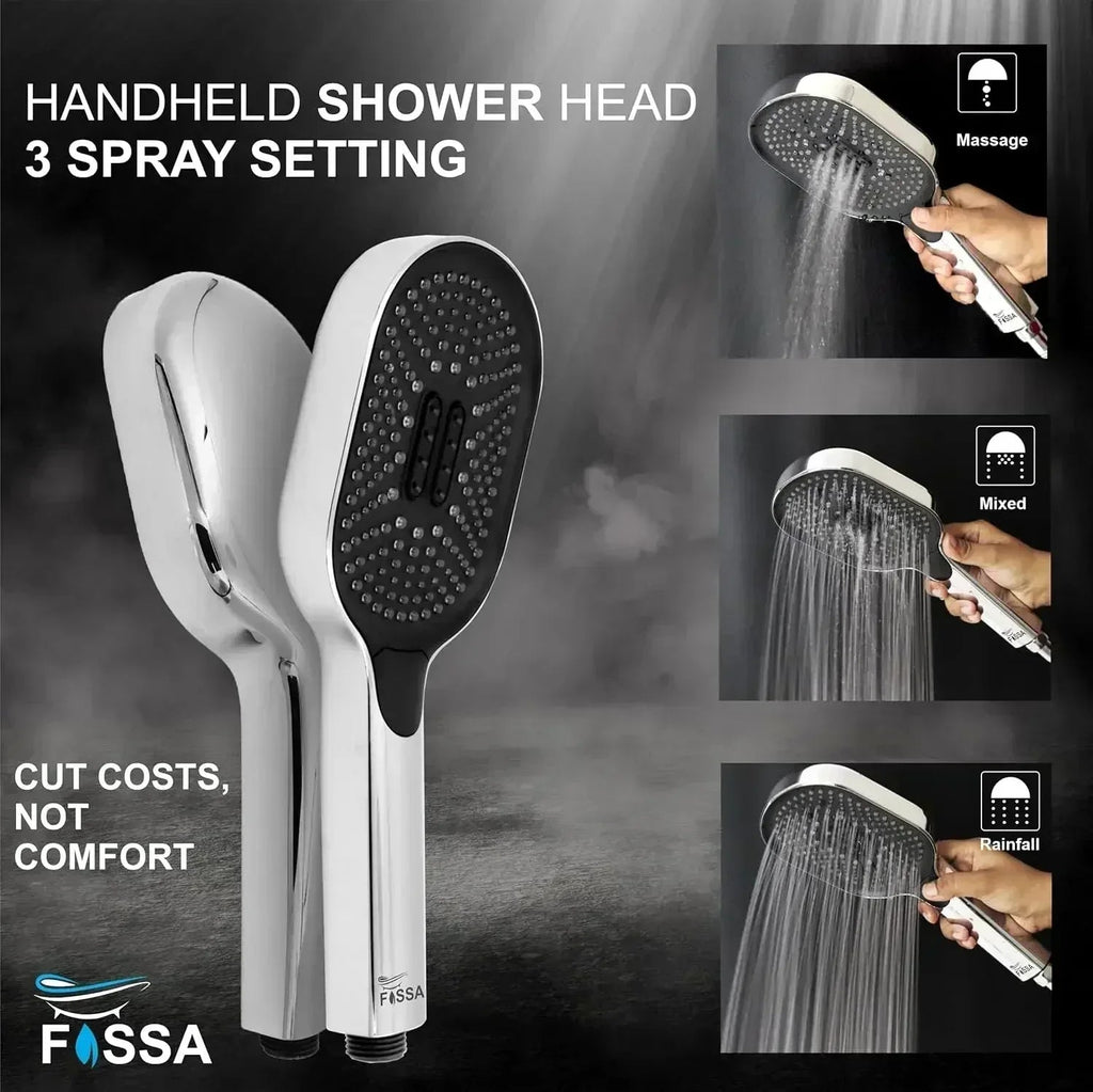 Thunder Black 3-Mode Luxury Handheld Shower Head Black chrome-3