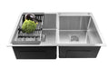 Double Bowl Tap Hole Handmade 304 Stainless Steel Kitchen Sink (37X18x10)-0