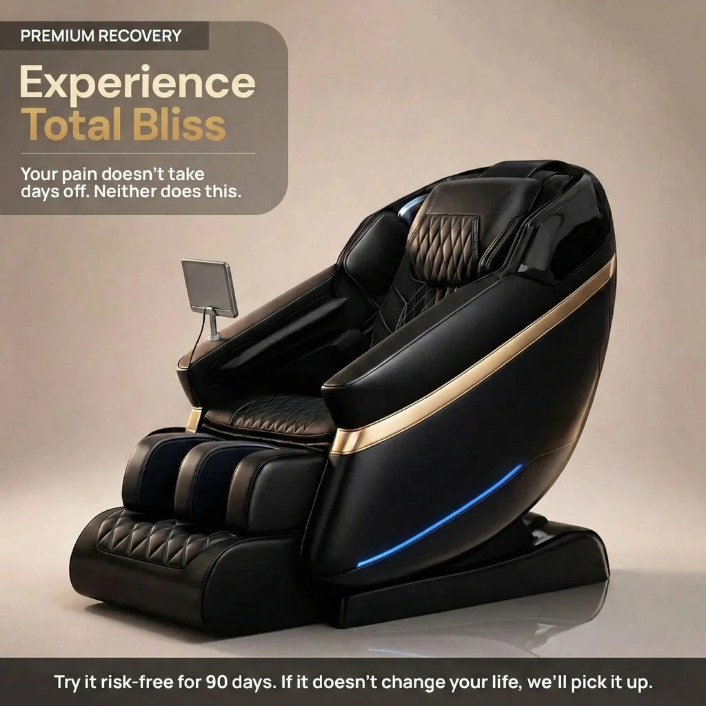 Bliss Pro Premium Heated Leather Full Body Massage Chair for Home Use.-0