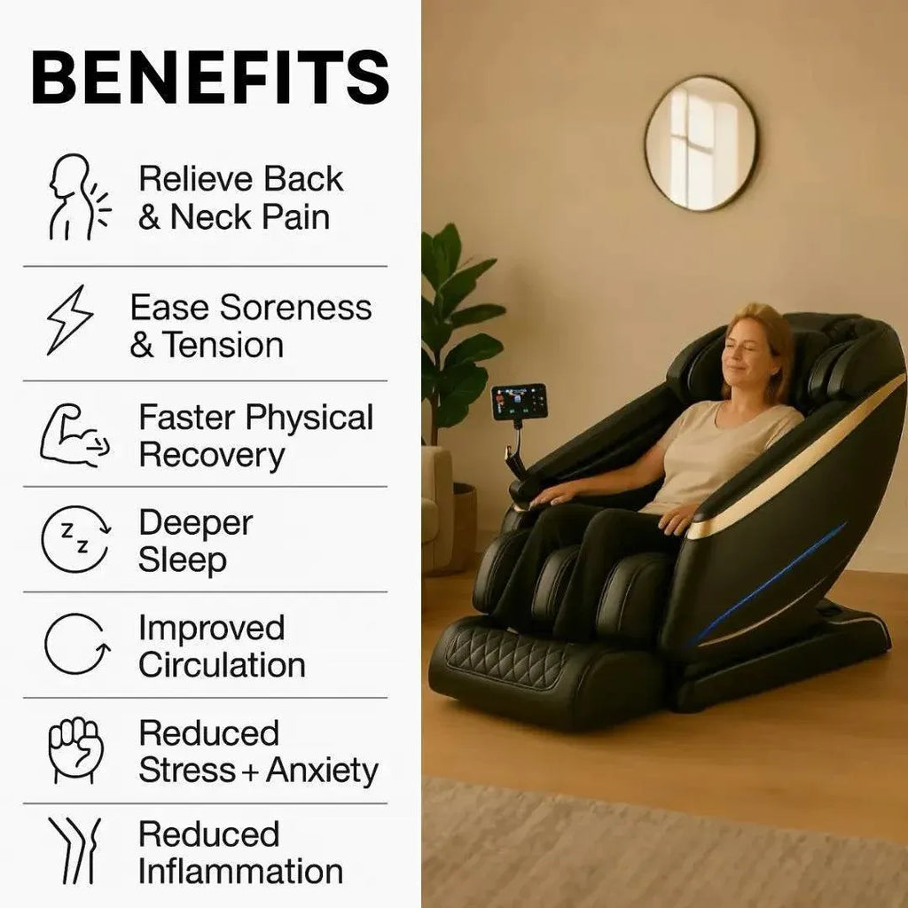 Bliss Pro Premium Heated Leather Full Body Massage Chair for Home Use.-3