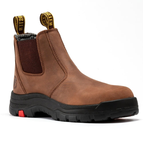 ROCKROOSTER Lumen Brown Pull-on Leather Work Boots AK224
