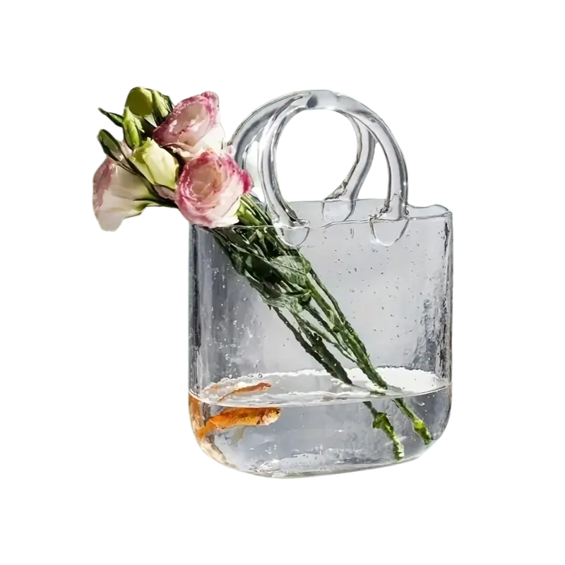 Nordic Style Handbag Glass Vase Fish Tank-0