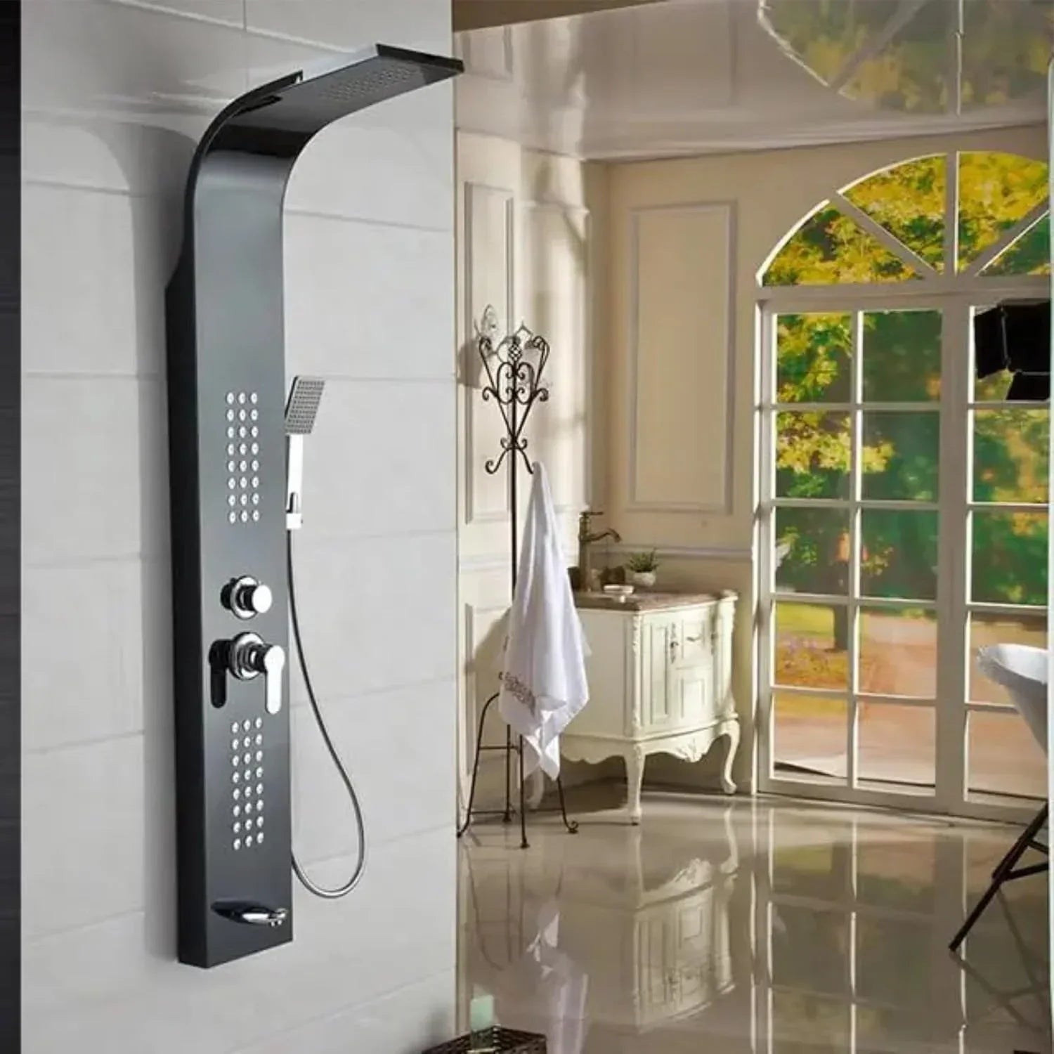 Smart Waterfall Shower Panel Set (Black)-0