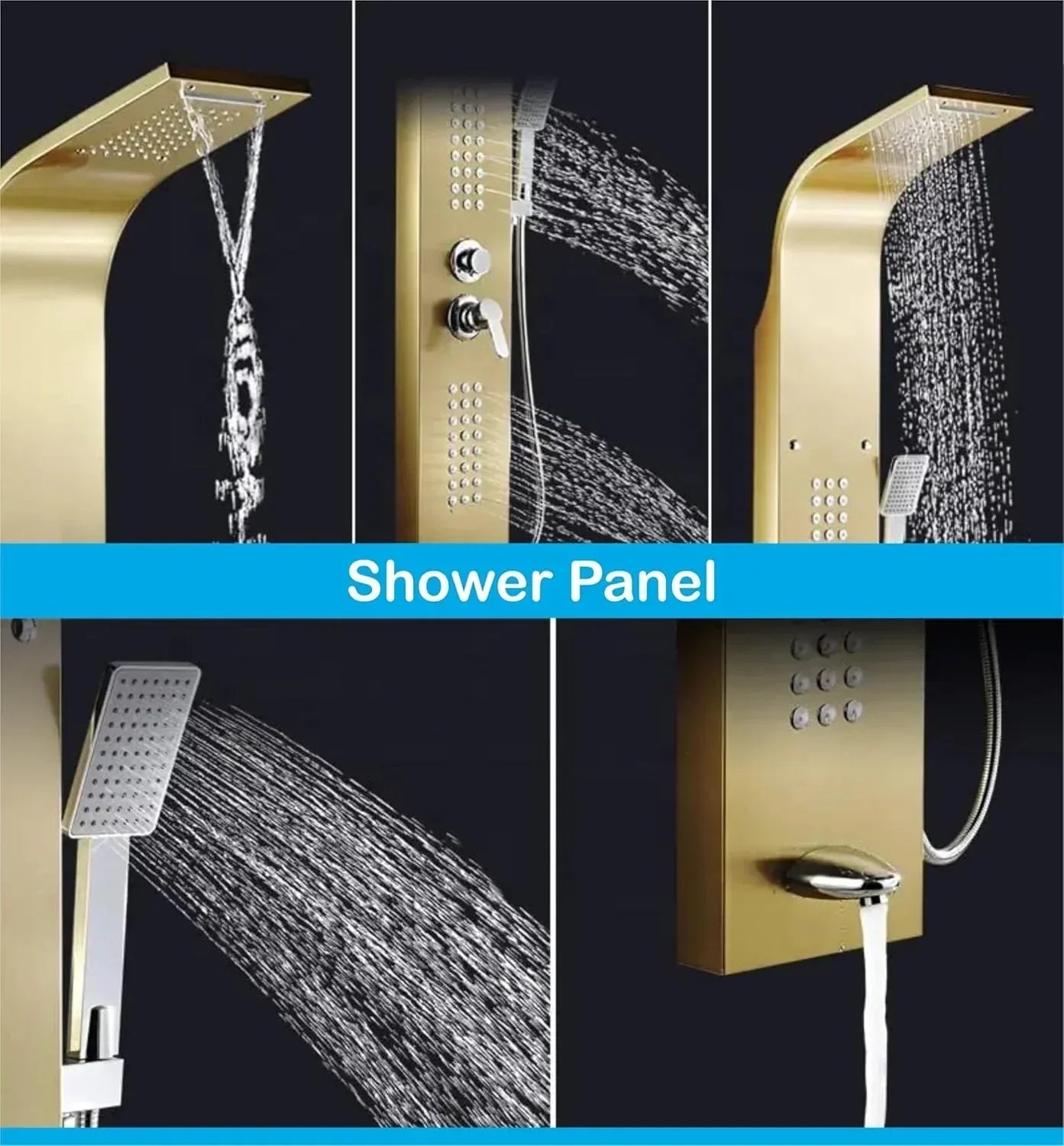 Smart Waterfall Shower Panel Set (Gold)-3