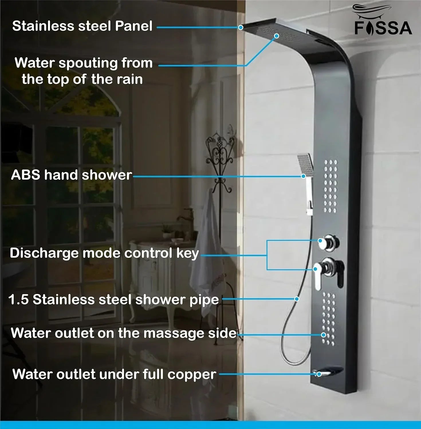 Smart Waterfall Shower Panel Set (Black)-3