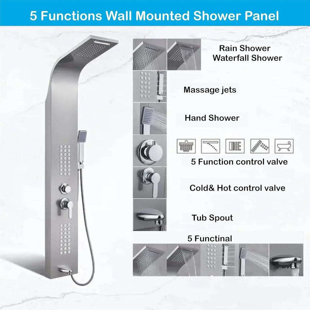 Smart Waterfall Shower Panel Set (Chrome)-1