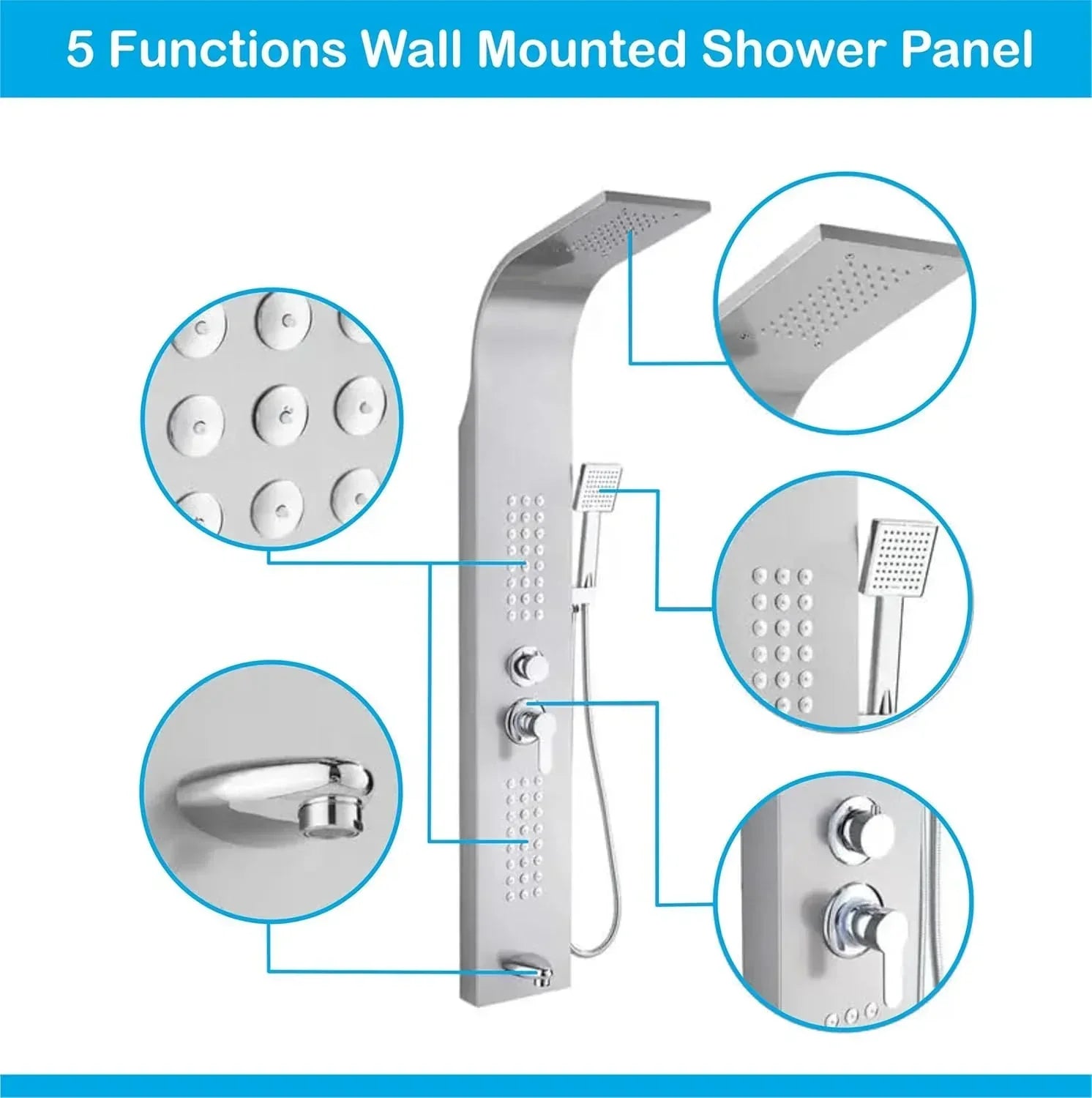 Smart Waterfall Shower Panel Set (Chrome)-3